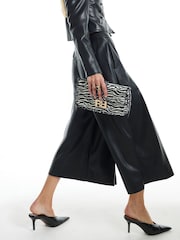 River Island Black Faux Leather Culotte Trousers - Image 3 of 4