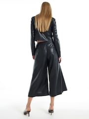 River Island Black Faux Leather Culotte Trousers - Image 4 of 4