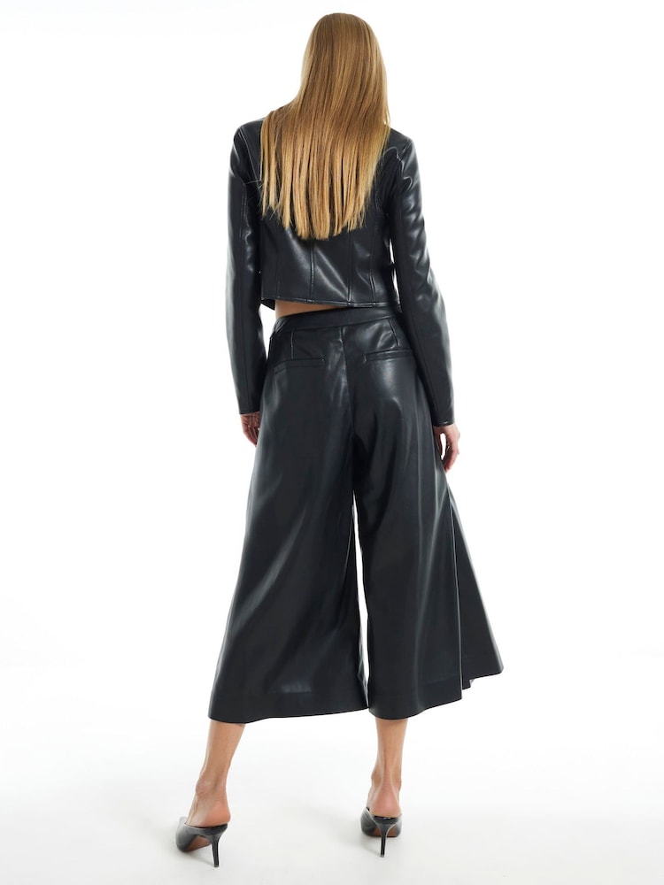 River Island Black Faux Leather Culotte Trousers - Image 4 of 4