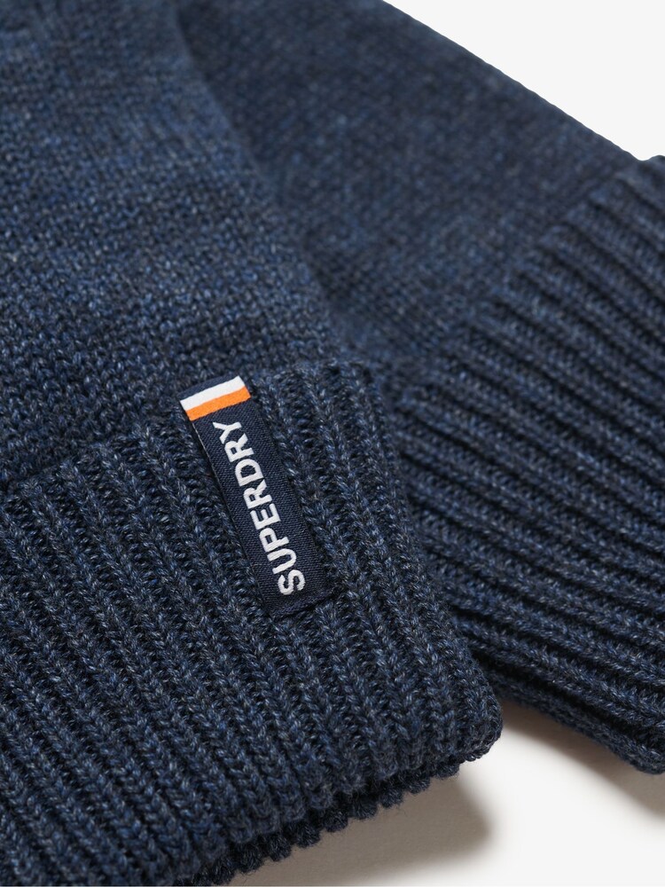 Superdry Richest Navy Marl Essential Logo Knitted Gloves - Image 3 of 3 Superdry Richest Navy Marl Essential Logo Knitted Gloves - Image 3 of 3