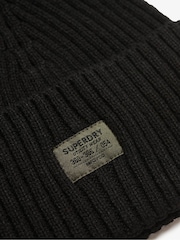 Superdry Black 100% Cotton Workwear Knitted Beanie Hat - Image 2 of 2