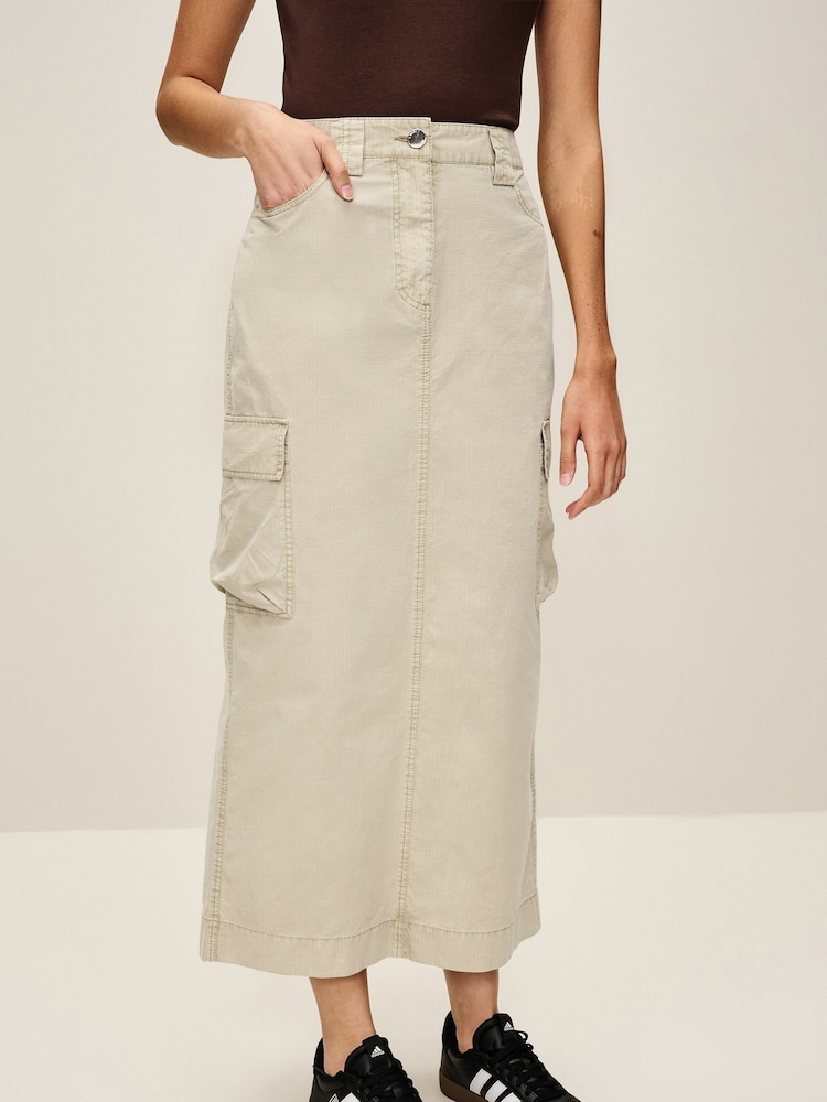 Camel Cargo Ripstop Midi Skirt - Image 2 of 6