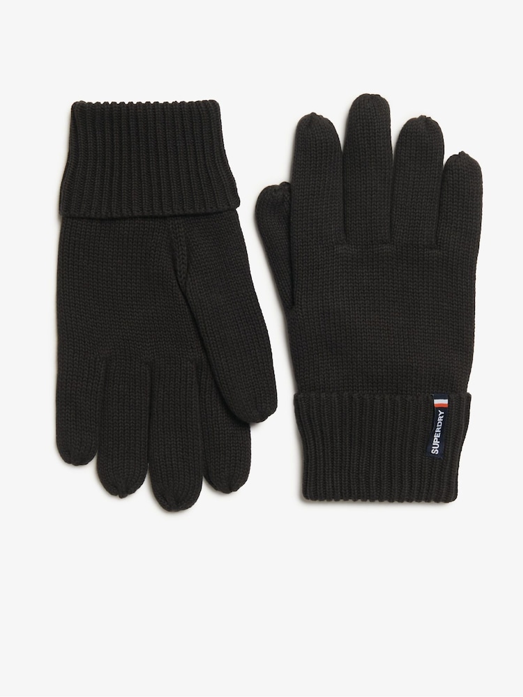 Superdry Black Essential Logo Knitted Gloves - Image 1 of 3
