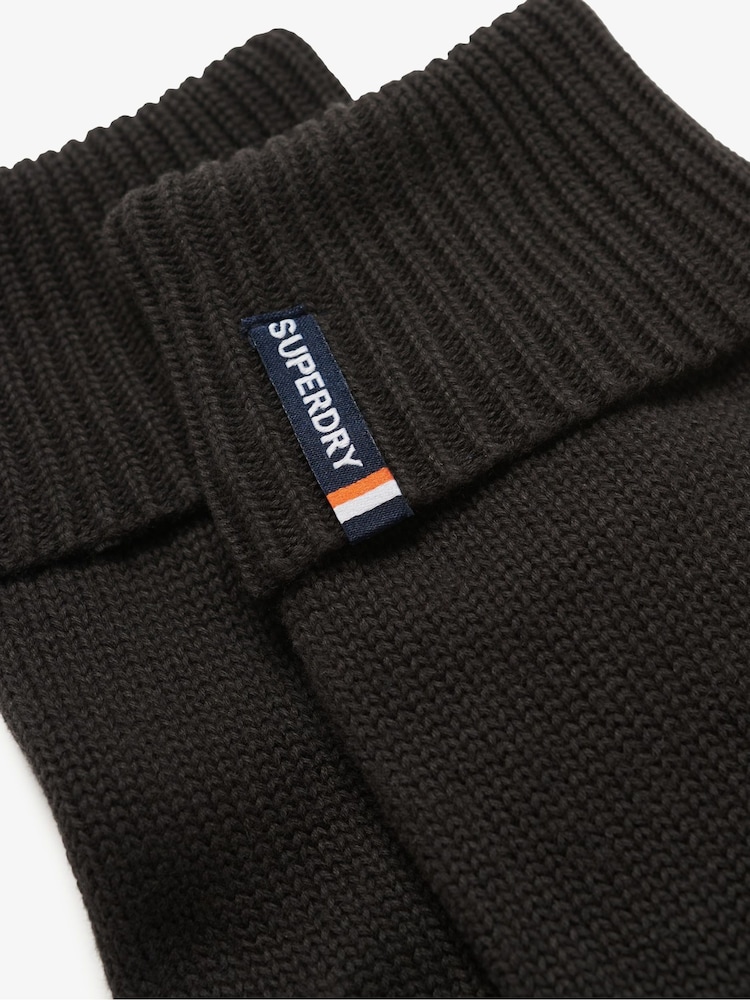 Superdry Black Essential Logo Knitted Gloves - Image 2 of 3