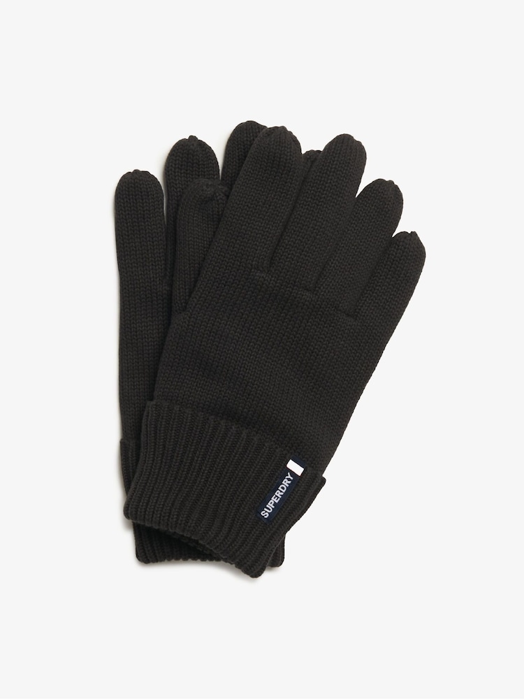 Superdry Black Essential Logo Knitted Gloves - Image 3 of 3