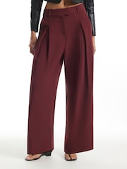بني - بنطلون كريب برِجل واسعة من River Island - صورة 3 من 4