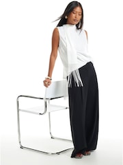 River Island Petite Crepe Wide Leg Trousers - Image 1 of 4