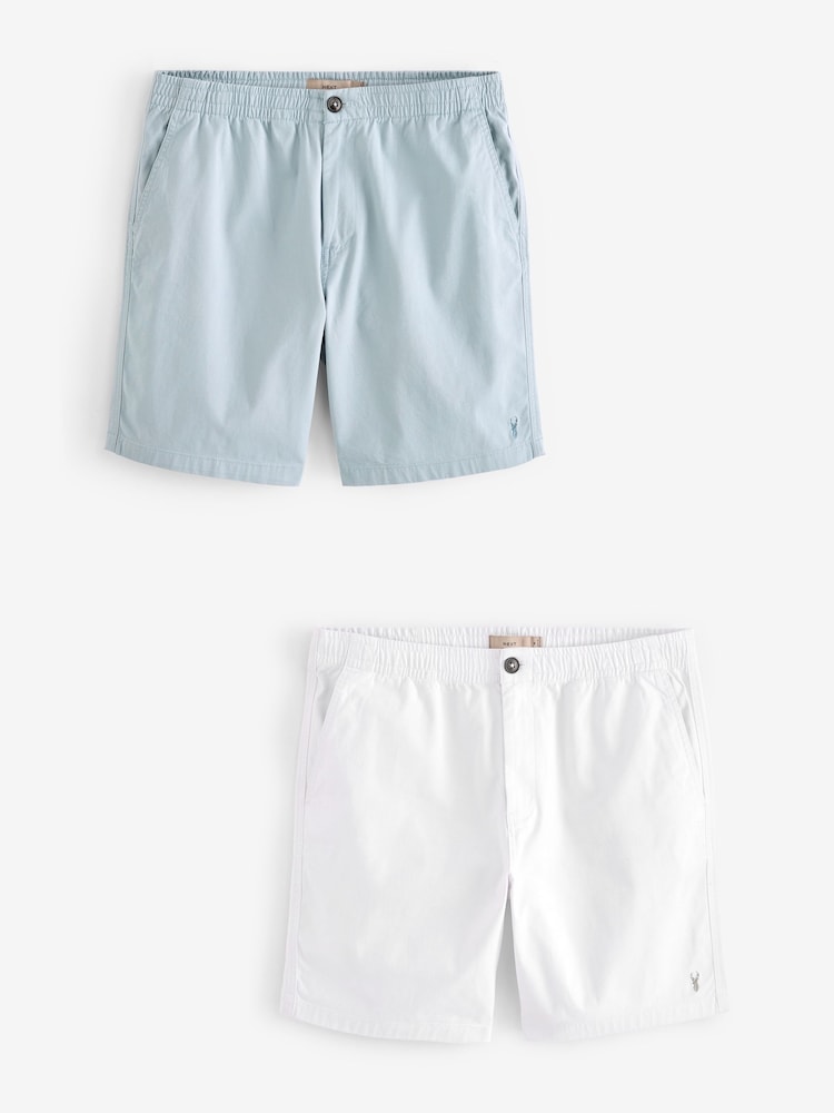Blue/White Elasticated Waist Chino Shorts 2 Pack - Image 1 of 14