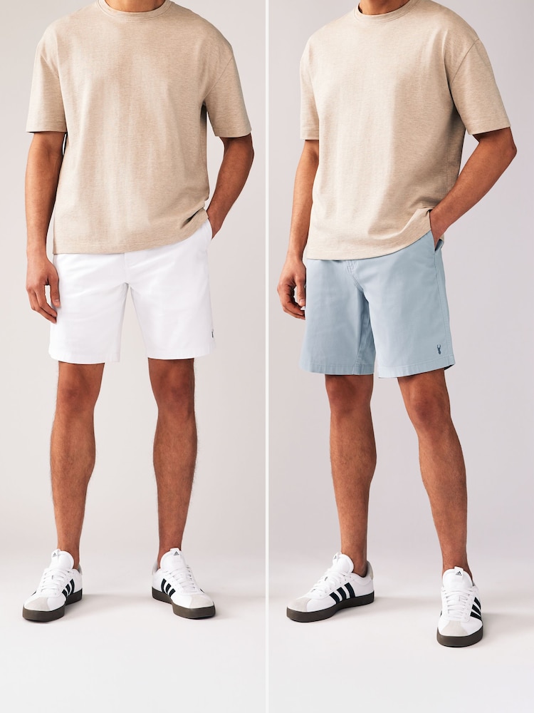 Blue/White Elasticated Waist Chino Shorts 2 Pack - Image 2 of 14