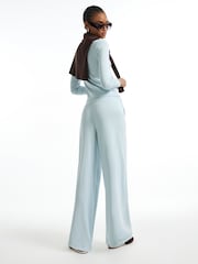 River Island Blue Soft Touch Wide Leg Trousers - Image 2 of 4