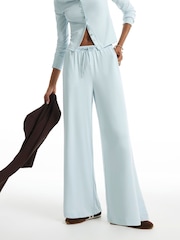 River Island Blue Soft Touch Wide Leg Trousers - Image 4 of 4