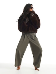 River Island Brown Faux Fur Short Jacket - Image 1 of 5