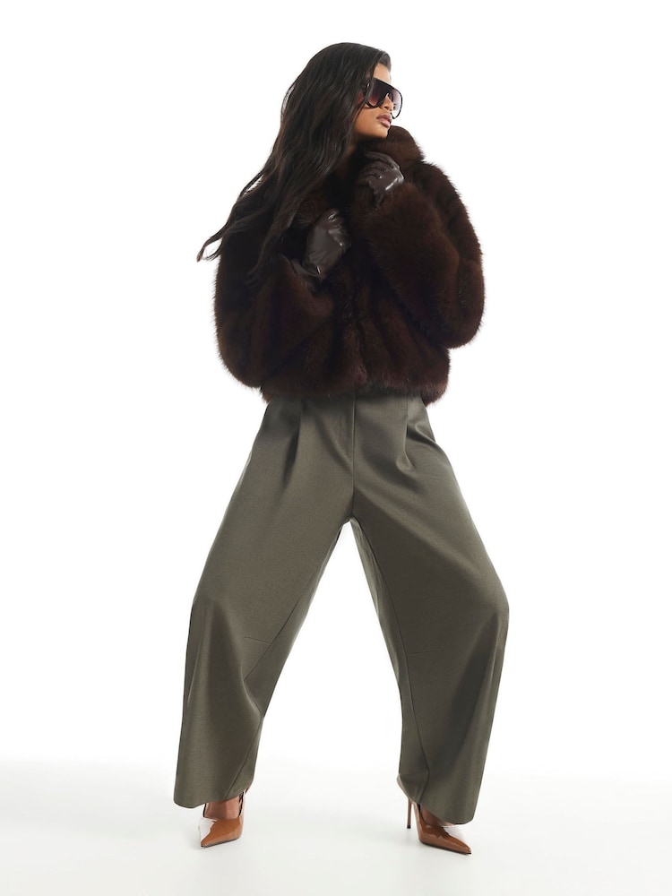 River Island Brown Faux Fur Short Jacket - Image 1 of 5