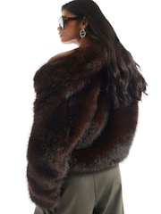 River Island Brown Faux Fur Short Jacket - Image 3 of 5