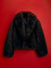 River Island Brown Faux Fur Short Jacket - Image 5 of 5