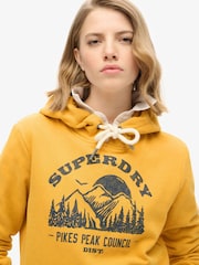 Superdry Mustard Yellow Marl Lo-Fi Outdoor Graphic Hoodie - Image 4 of 7