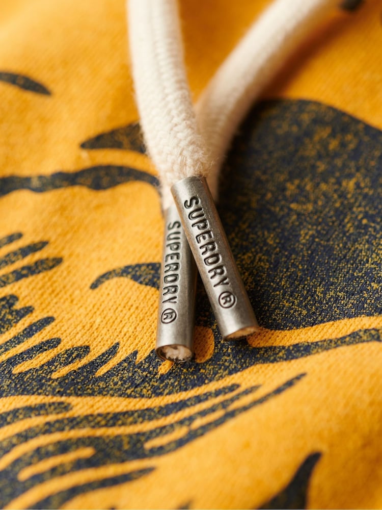 Superdry Mustard Yellow Marl Lo-Fi Outdoor Graphic Hoodie - Image 7 of 7