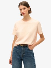 Superdry Pink Clay 100% Cotton Essential Logo Slub T-Shirt - Image 1 of 5