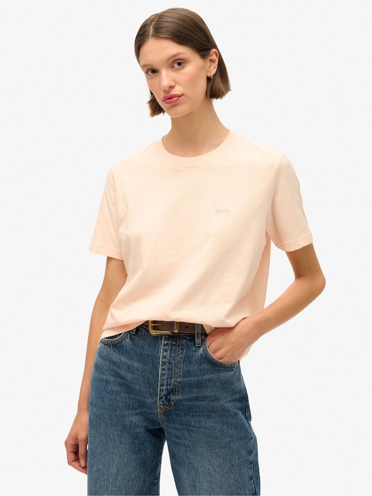Superdry Pink Clay 100% Cotton Essential Logo Slub T-Shirt - Image 1 of 5