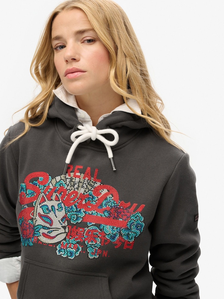 Superdry Vintage Black Tokyo vl Graphic Hoodie - Image 2 of 3