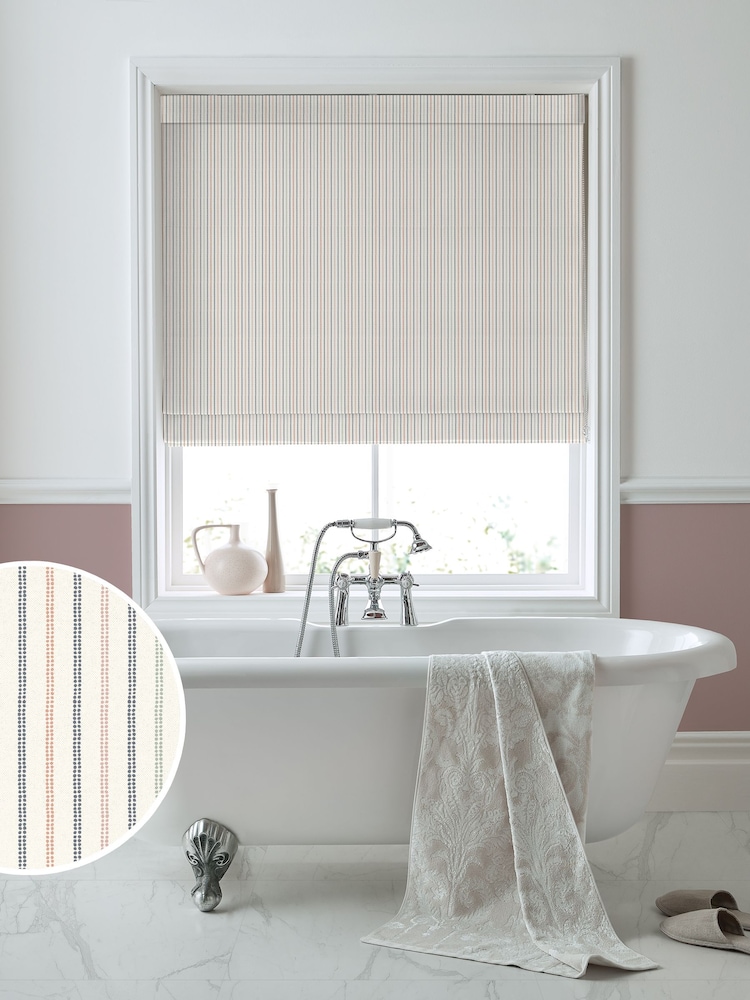 Laura Ashley Apricot Candy Stripe Made to Measure 100% Cotton Roman Blinds - Image 1 of 6