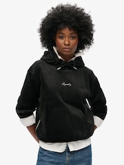 Superdry Black Country Club Velour Loose Hoodie - Image 1 of 4