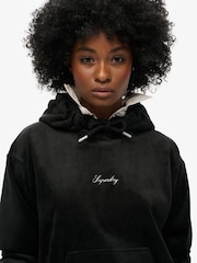 Superdry Black Country Club Velour Loose Hoodie - Image 2 of 4