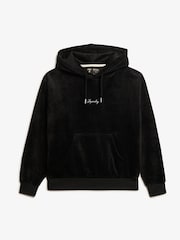 Superdry Black Country Club Velour Loose Hoodie - Image 3 of 4