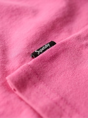Superdry Sweet Fuschia Pink 100% Cotton Embellished Punk Cap Sleeve T-Shirt - Image 5 of 5