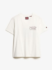 Superdry Off White 100% Cotton Tokyo Rhinestone Relaxed T-Shirt - Image 4 of 5