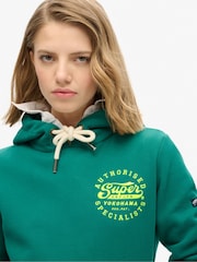 Superdry Storm Green Neon Embroidered Graphic Hoodie - Image 3 of 6