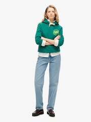 Superdry Storm Green Neon Embroidered Graphic Hoodie - Image 4 of 6