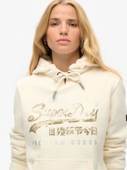 Superdry Cream Embellished vl Graphic Hoodie - Image 2 of 2
