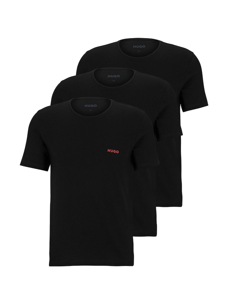 HUGO Black 100% Cotton T-Shirts 3 Pack - Image 1 of 5 HUGO Black 100% Cotton T-Shirts 3 Pack - Image 1 of 5