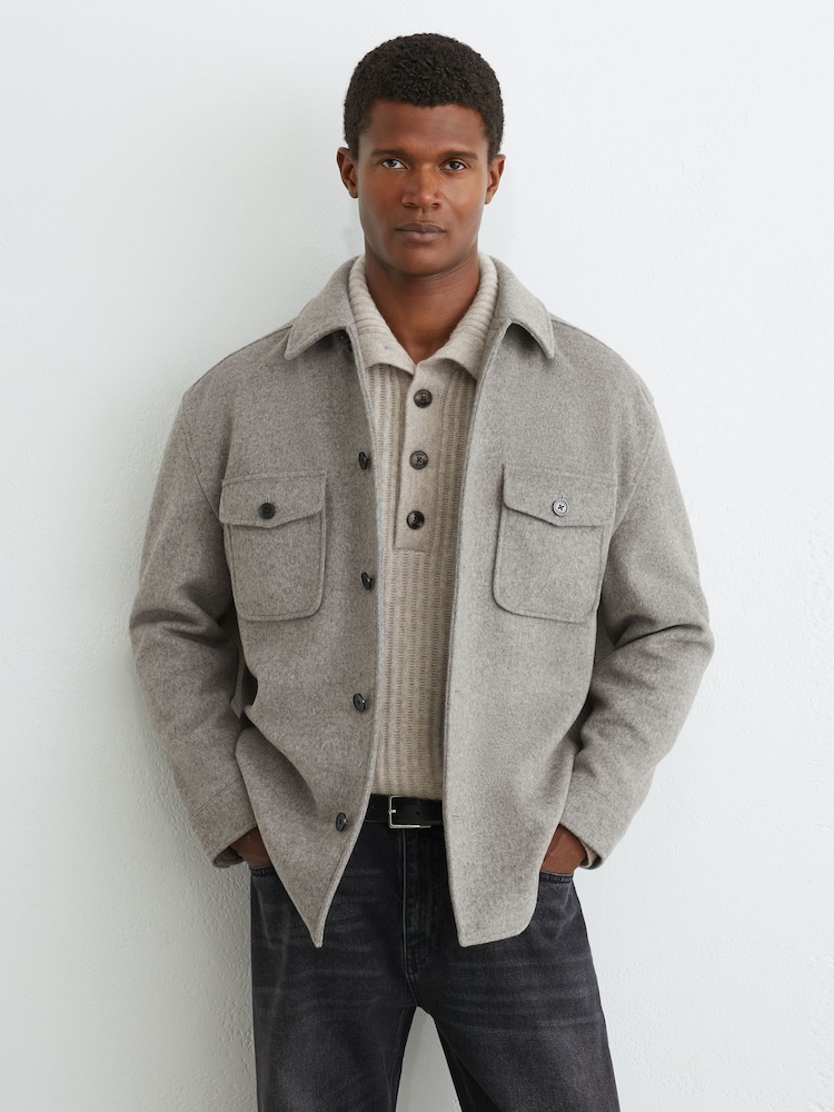 Reiss Soft Grey Liam Shirt - Image 1 of 7 Reiss Soft Grey Liam Shirt - Image 1 of 7