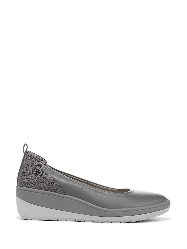 Vionic Grey Jacey Leather Slip-ons Wedges - Image 1 of 7