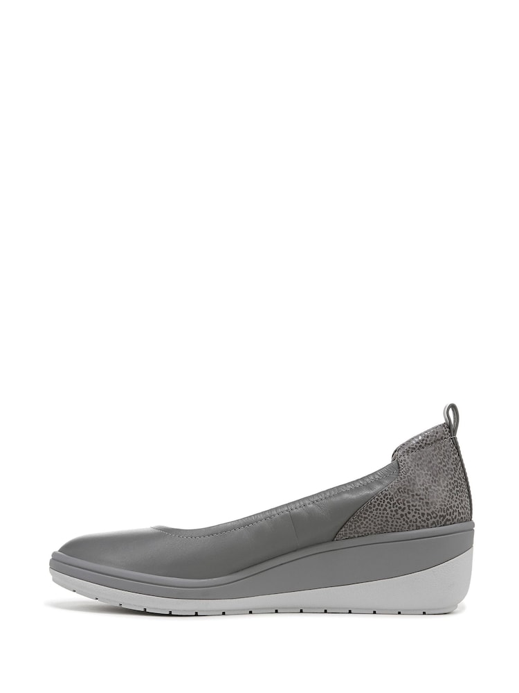 Vionic Grey Jacey Leather Slip-ons Wedges - Image 2 of 7