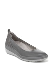 Vionic Grey Jacey Leather Slip-ons Wedges - Image 3 of 7