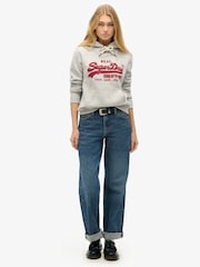 Superdry Athletic Grey Marl Chenille vl Graphic Hoodie - Image 3 of 6