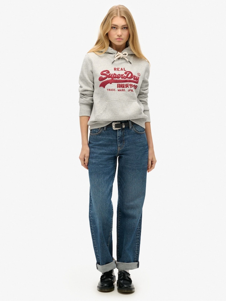 Superdry Athletic Grey Marl Chenille vl Graphic Hoodie - Image 3 of 6