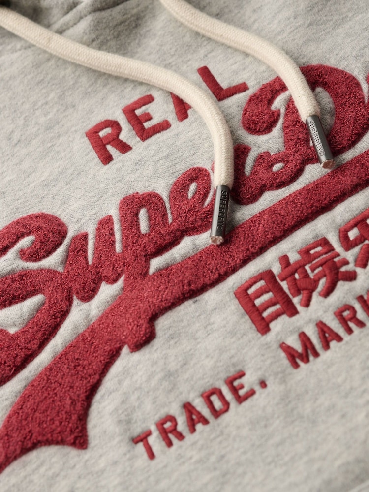 Superdry Athletic Grey Marl Chenille vl Graphic Hoodie - Image 6 of 6