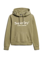 Verde oliva polvoriento - Sudadera de algodón 100 % con capucha y diseño de efecto metalizado Venue de Superdry - Imagen 4 de 4