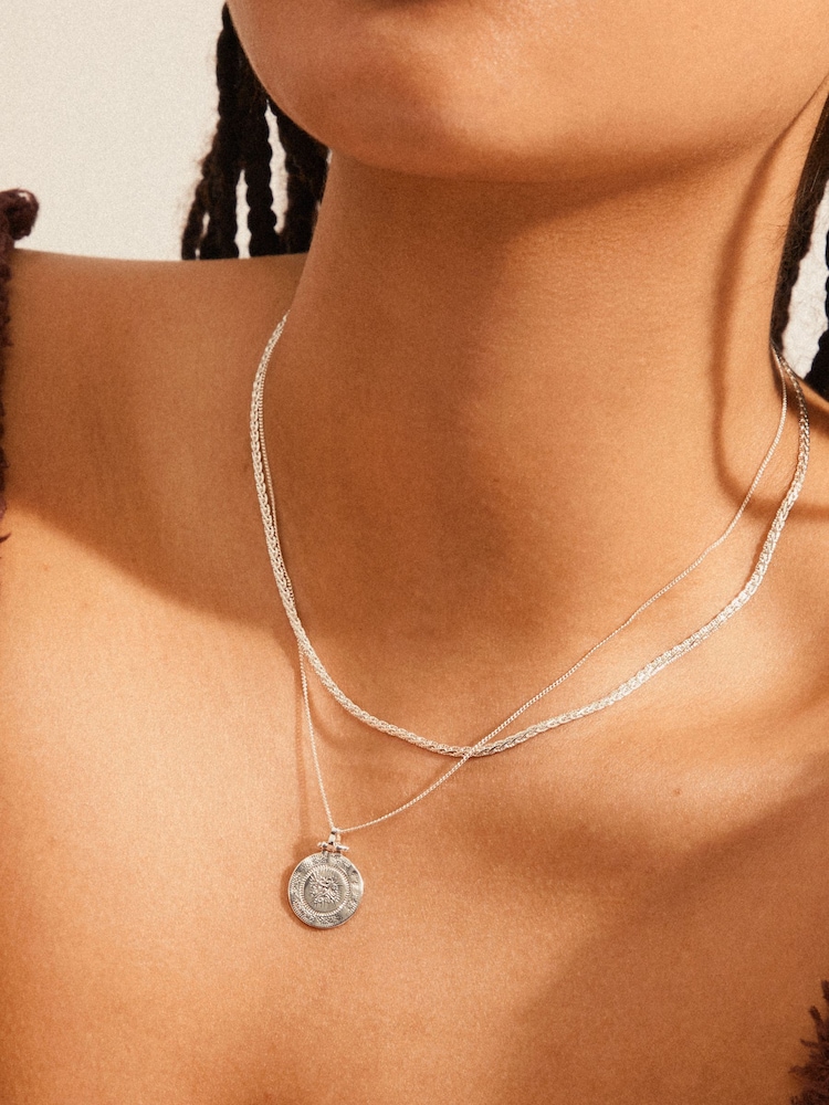 PILGRIM Silver Nomad 2 in 1 Coin and Rope Chain Necklace - Image 4 of 4