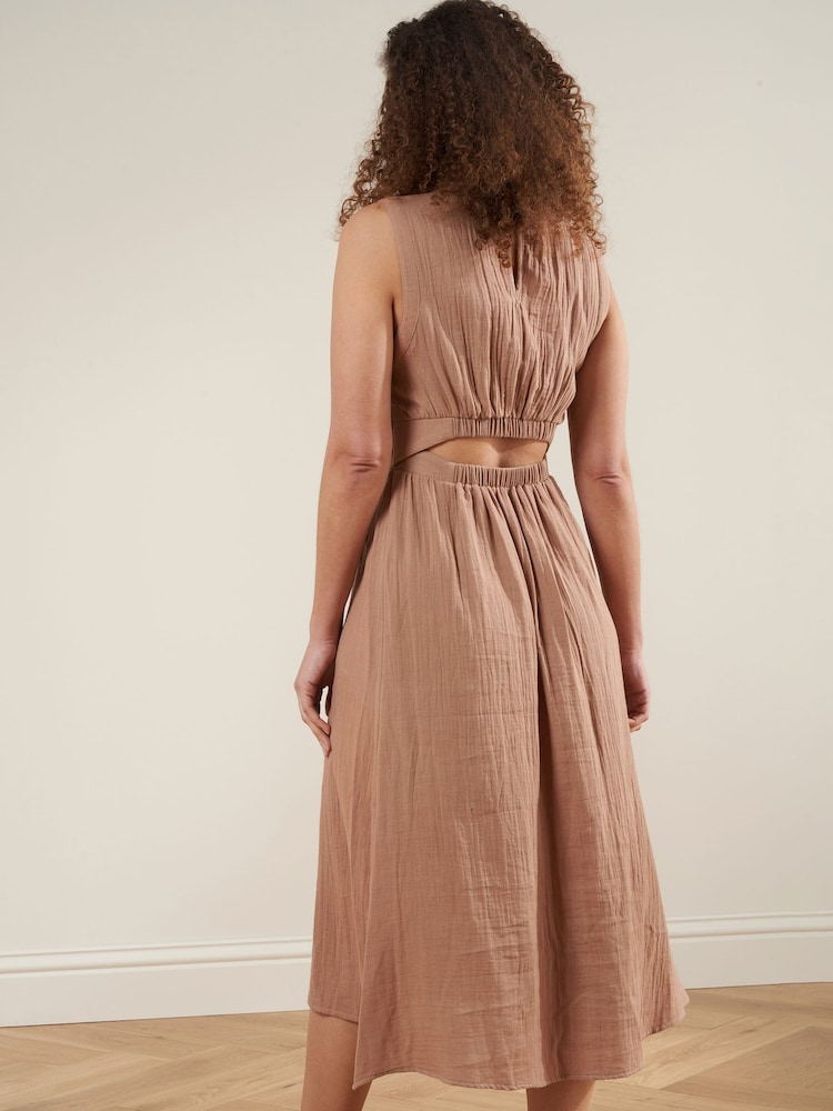 Truly Animal Cheesecloth 100% Cotton Midi Dress - Image 2 of 3