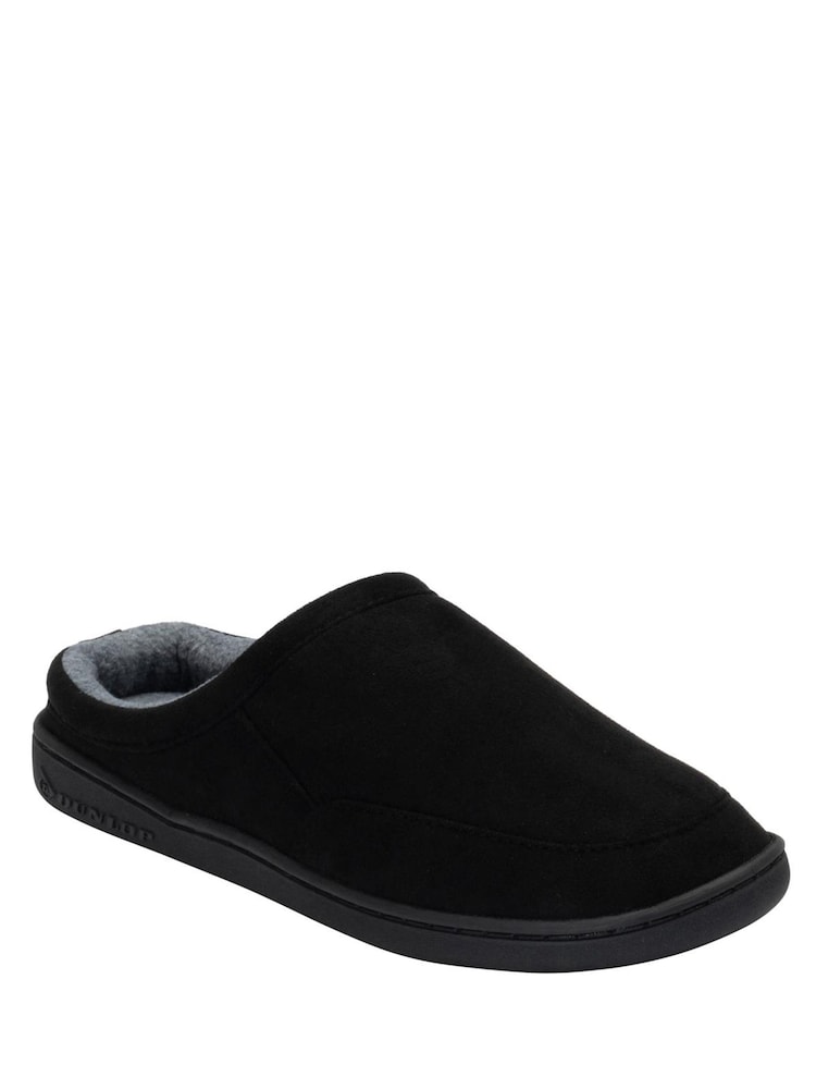 Dunlop Black Velour Mule Slippers - Image 1 of 4 Dunlop Black Velour Mule Slippers - Image 1 of 4