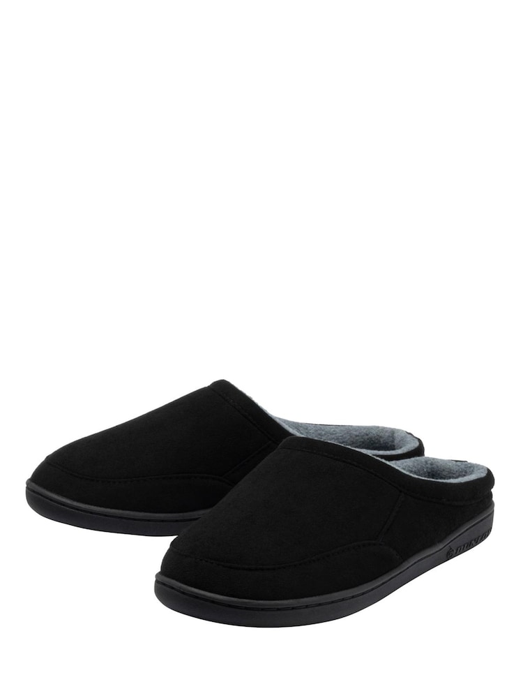 Dunlop Black Velour Mule Slippers - Image 2 of 4 Dunlop Black Velour Mule Slippers - Image 2 of 4