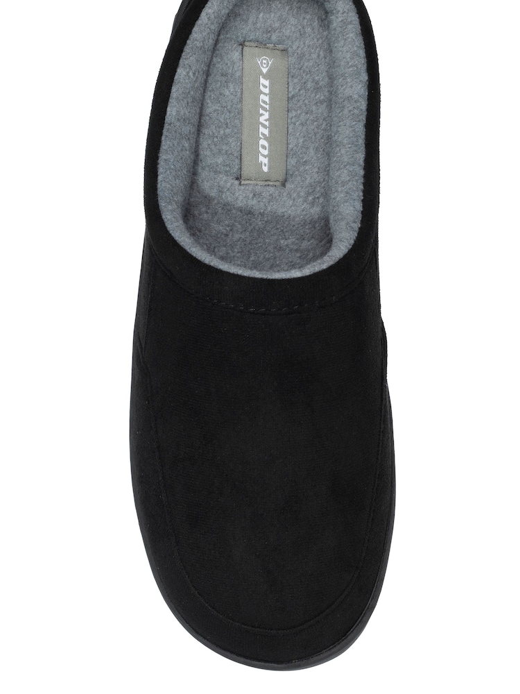 Dunlop Black Velour Mule Slippers - Image 4 of 4 Dunlop Black Velour Mule Slippers - Image 4 of 4