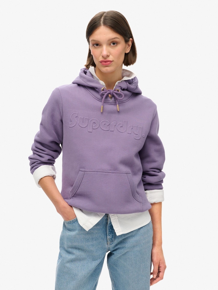 Superdry Grape Purple Embossed Logo Hoodie - Image 1 of 5