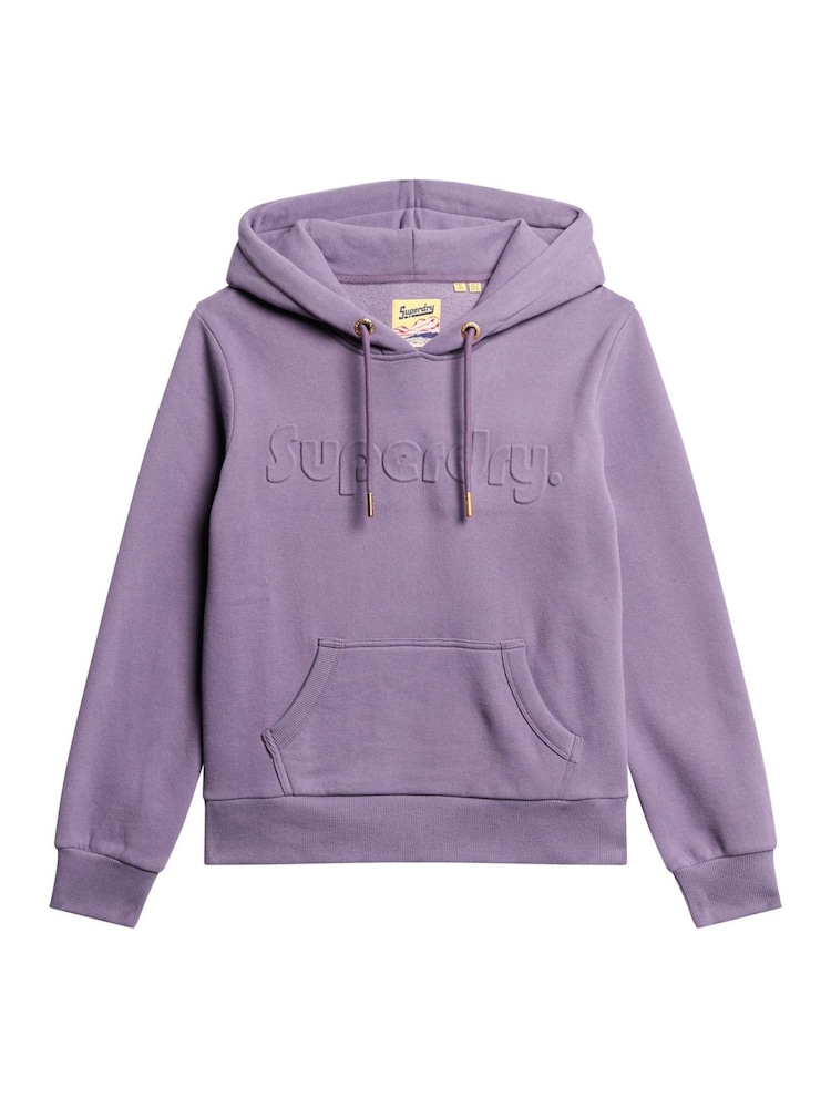 Superdry Grape Purple Embossed Logo Hoodie - Image 3 of 5