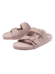 Dunlop Pink Felt Double Stap Footbed Slippers - Image 2 of 3